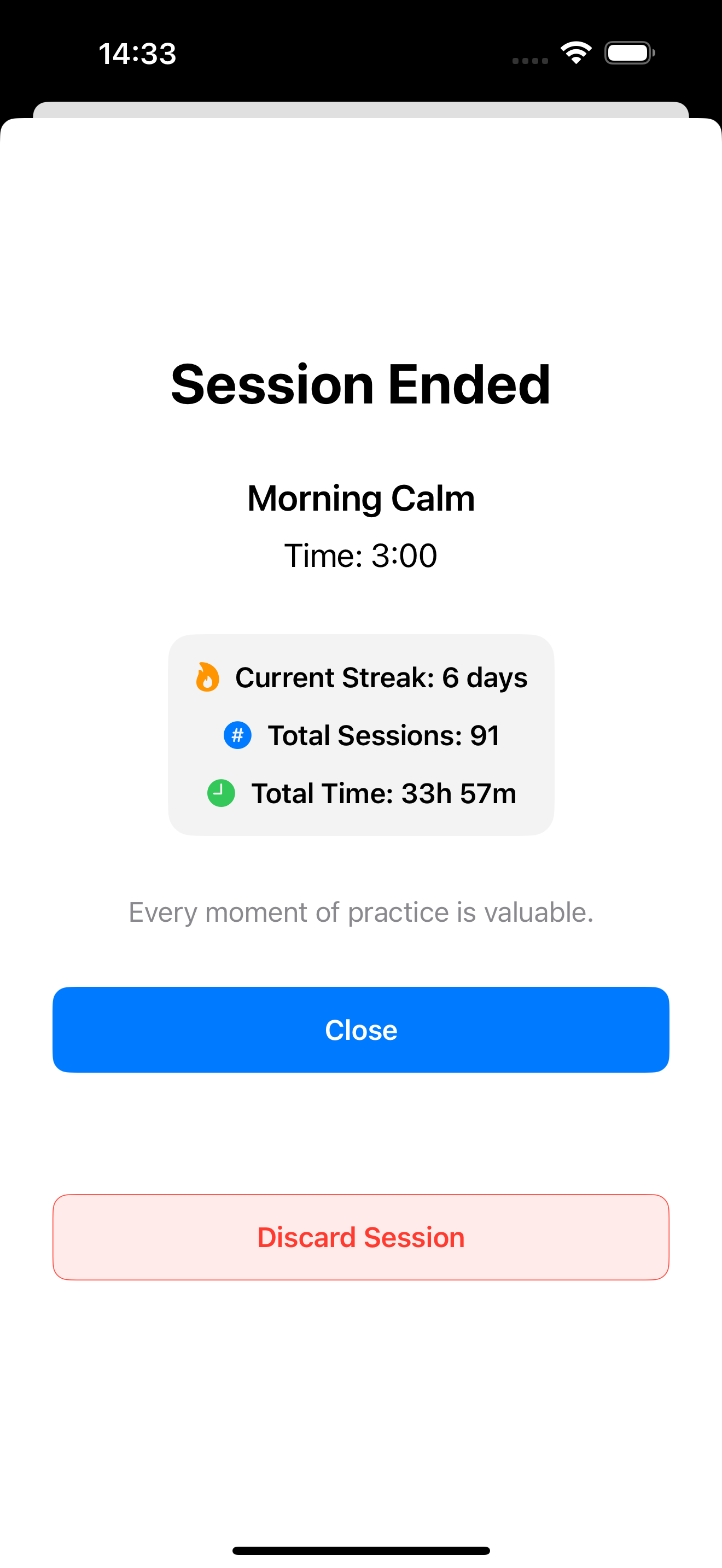 Stillness Timer - Useful information at a glance